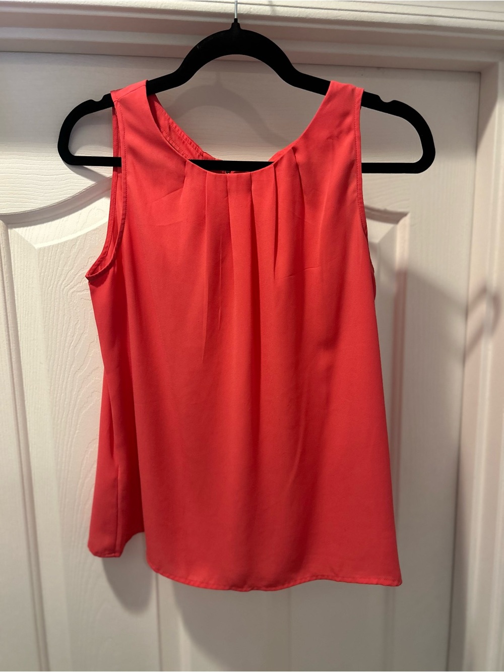 LOFT Coral Sleeveless Pleat-Front Camisole